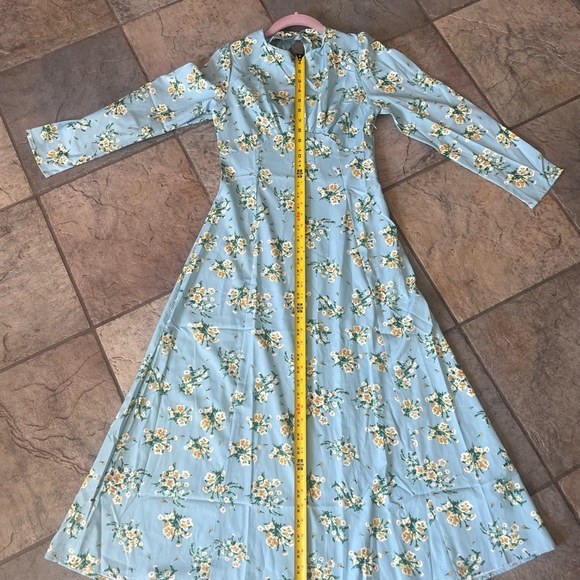 FLORAL MODEST  BOW MAXI MIDI DRESS WEDDING GUEST  GRADUATION - Picture 3 of 10